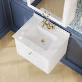 Modern Splash 600mm Satin White 1 Drawer Wall Hung Vanity Unit With 1 Tap Hole Marble Basin