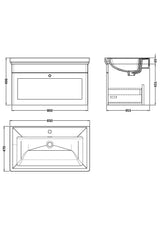 Modern Splash 800mm Satin White 1 Drawer Wall Hung Vanity Unit With 1 Tap Hole Basin With Ceramic Basin