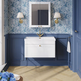 Modern Splash 800mm Satin White 1 Drawer Wall Hung Vanity Unit With 1 Tap Hole Thin Edge Basin