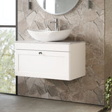 Modern Splash 800mm Satin White 1 Drawer Wall Hung Vanity With Grey Marble Worktop