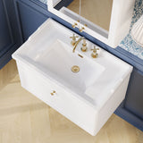 Modern Splash 800mm Satin White 1 Drawer Wall Hung Vanity Unit With 3 Tap Hole Basin
