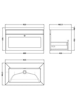Modern Splash 800mm Satin White 1 Drawer Wall Hung Vanity Unit With Fireclay Basin