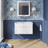 Modern Splash 800mm Satin White 1 Drawer Wall Hung Vanity Unit With Fireclay Basin