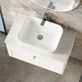 Modern Splash 800mm Satin White 1 Drawer Wall Hung Vanity With White Marble Worktop