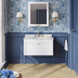 Modern Splash 800mm Satin White 1 Drawer Wall Hung Vanity Unit With 3 Tap Hole Marble Basin