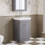 Modern Splash 500mm Satin Grey 2 Door Floor Standing Vanity Unit With 3 Tap Hole Basin
