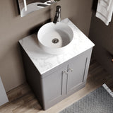 Modern Splash 600mm Satin Grey 2 Door Floor Standing Vanity Unit With Carrara Marble Worktop