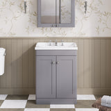 Modern Splash 600mm Satin Grey 2 Door Floor Standing Vanity Unit With 3 Tap Hole Basin
