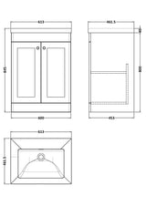 Modern Splash 600mm Satin Grey 2 Door Floor Standing Vanity Unit With Fireclay Basin