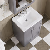 Modern Splash 600mm Satin Grey 2 Door Floor Standing Vanity Unit With 3 Tap Hole Fireclay Basin