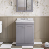 Modern Splash 600mm Satin Grey 2 Door Floor Standing Vanity Unit With 3 Tap Hole Marble Basin