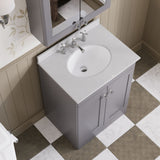 Modern Splash 600mm Satin Grey 2 Door Floor Standing Vanity Unit With 3 Tap Hole Marble Basin