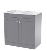 Modern Splash  800mm Satin Grey 2 Door Floor Standing Vanity Unit With Carrara Marble Worktop