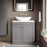 Modern Splash  800mm Satin Grey 2 Door Floor Standing Vanity Unit With Carrara Marble Worktop