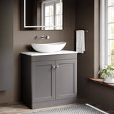 Modern Splash  800mm Satin Grey 2 Door Floor Standing Vanity Unit With Carrara Marble Worktop