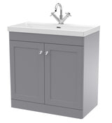 Modern Splash 800mm Satin Grey 2 Door Floor Standing Vanity Unit With 1 Tap Hole Thin Edge Basin