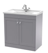 Modern Splash 800mm Satin Grey 2 Door Floor Standing Vanity Unit With 1 Tap Hole Basin