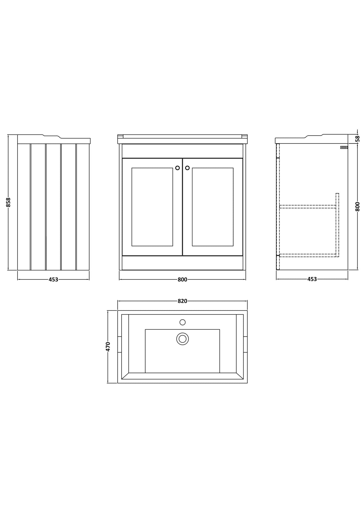 Modern Splash 800mm Satin Grey 2 Door Floor Standing Vanity Unit With 1 Tap Hole Basin