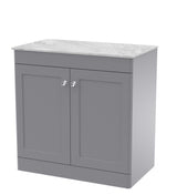 Modern Splash 800mm Satin Grey2 Door Floor Standing Satin Grey Vanity Unit With Grey Marble Worktop