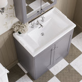Modern Splash 800mm Satin Grey 2 Door Floor Standing Vanity Unit With 3 Tap Hole Basin