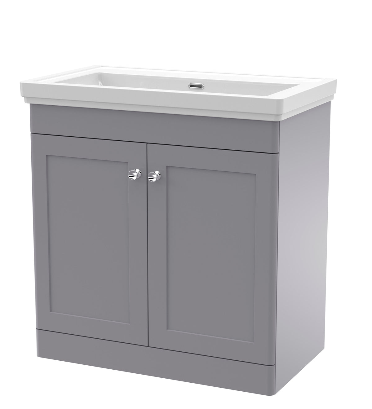 Modern Splash 800mm Satin Grey 2 Door Floor Standing Vanity Unit With Basin