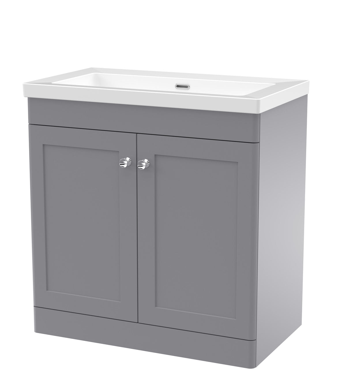 Modern Splash 800mm Satin Grey 2 Door Floor Standing Vanity Unit With Fireclay Basin