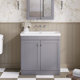 Modern Splash 800mm Satin Grey 2 Door Floor Standing Vanity Unit With Fireclay Basin