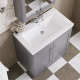 Modern Splash 800mm Satin Grey 2 Door Floor Standing Vanity Unit With 1 Tap Hole Fireclay Basin