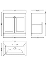 Modern Splash 800mm Satin Grey 2 Door Floor Standing Vanity Unit With 3 Tap Hole Fireclay Basin