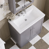 Modern Splash 800mm Satin Grey 2 Door Floor Standing Vanity Unit With 3 Tap Hole Fireclay Basin