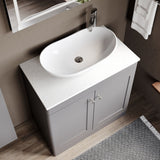 Modern Splash 800mm Satin Grey 2 Door Floor Standing Vanity Unit With White Marble Worktop