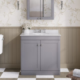Modern Splash 800mm Satin Grey 2 Door Floor Standing Vanity Unit With 3 Tap Hole Marble Basin