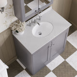 Modern Splash 800mm Satin Grey 2 Door Floor Standing Vanity Unit With 3 Tap Hole Marble Basin