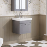 Modern Splash 500mm Satin Grey 1 Drawer Wall Hung Vanity Unit With 3 Tap Hole Basin
