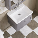Modern Splash 600mm Satin Grey 1 Drawer Wall Hung Vanity Unit With 1 Tap Hole Thin Edge Basin