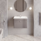Modern Splash 600mm Satin Grey 1 Drawer Wall Hung Vanity Unit With 1 Tap Hole Basin