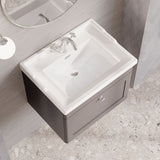 Modern Splash 600mm Satin Grey 1 Drawer Wall Hung Vanity Unit With 1 Tap Hole Basin
