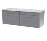 Modern Splash 1200mm Satin Grey 2 Drawer Wall Hung Vanity Unit With Grey Marble Worktop
