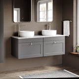 Modern Splash 1200mm Satin Grey 2 Drawer Wall Hung Vanity Unit With Grey Marble Worktop