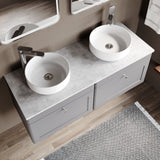 Modern Splash 1200mm Satin Grey 2 Drawer Wall Hung Vanity Unit With Grey Marble Worktop
