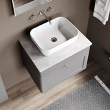 Modern Splash 600mm Satin Grey 1 Drawer Wall Hung Vanity With Grey Marble Worktop