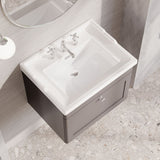 Modern Splash 600mm Satin Grey 1 Drawer Wall Hung Vanity Unit With 3 Tap Hole Basin