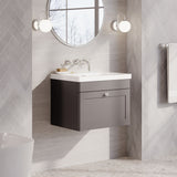 Modern Splash 600mm Satin Grey 1 Drawer Wall Hung Vanity Unit With Fireclay Basin