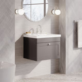 Modern Splash 600mm Satin Grey 1 Drawer Wall Hung Vanity Unit With 3 Tap Hole Fireclay Basin
