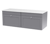 Modern Splash 1200mm Satin Grey 2 Drawer Wall Hung Vanity With White Marble Worktop