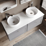 Modern Splash 1200mm Satin Grey 2 Drawer Wall Hung Vanity With White Marble Worktop