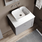 Modern Splash 600mm Satin Grey 1 Drawer Wall Hung Vanity Unit With White Marble Worktop