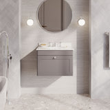 Modern Splash 600mm Satin Grey 1 Drawer Wall Hung Vanity Unit With 3 Tap Hole Marble Basin