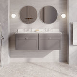 Modern Splash 1200mm Satin Grey 2 Drawer Wall Hung Vanity Unit With 6 Tap Hole Marble Basin