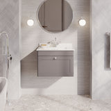 Modern Splash 600mm Satin Grey 1 Drawer Wall Hung Vanity Unit With 1 Tap Hole Marble Basin